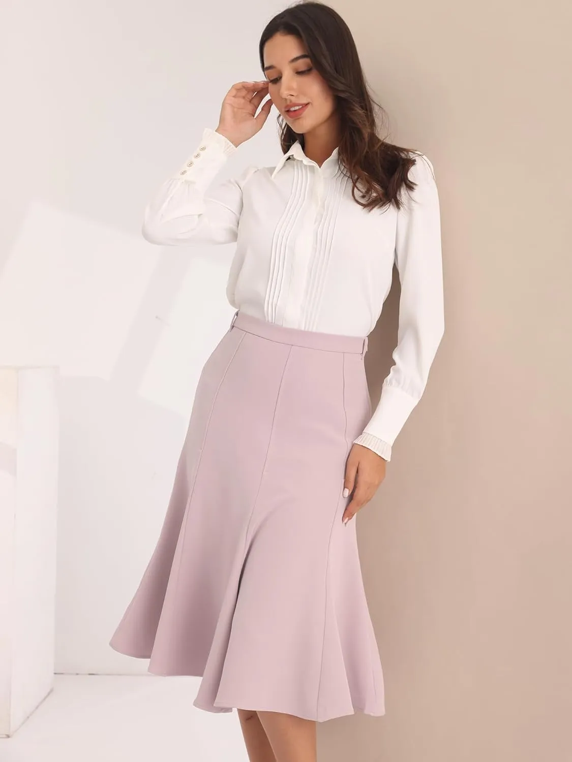 Women's Mermaid Skirt Work High Waist Elegant Midi Fishtail Skirt