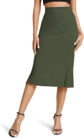Women's Stretch Office Fishtail Pencil Skirts Casual High Waist Bodycon Midi Skirt