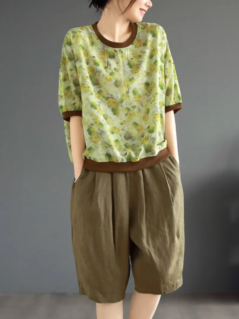 Women's Summer Any Occasion Loose Floral Printed Tops